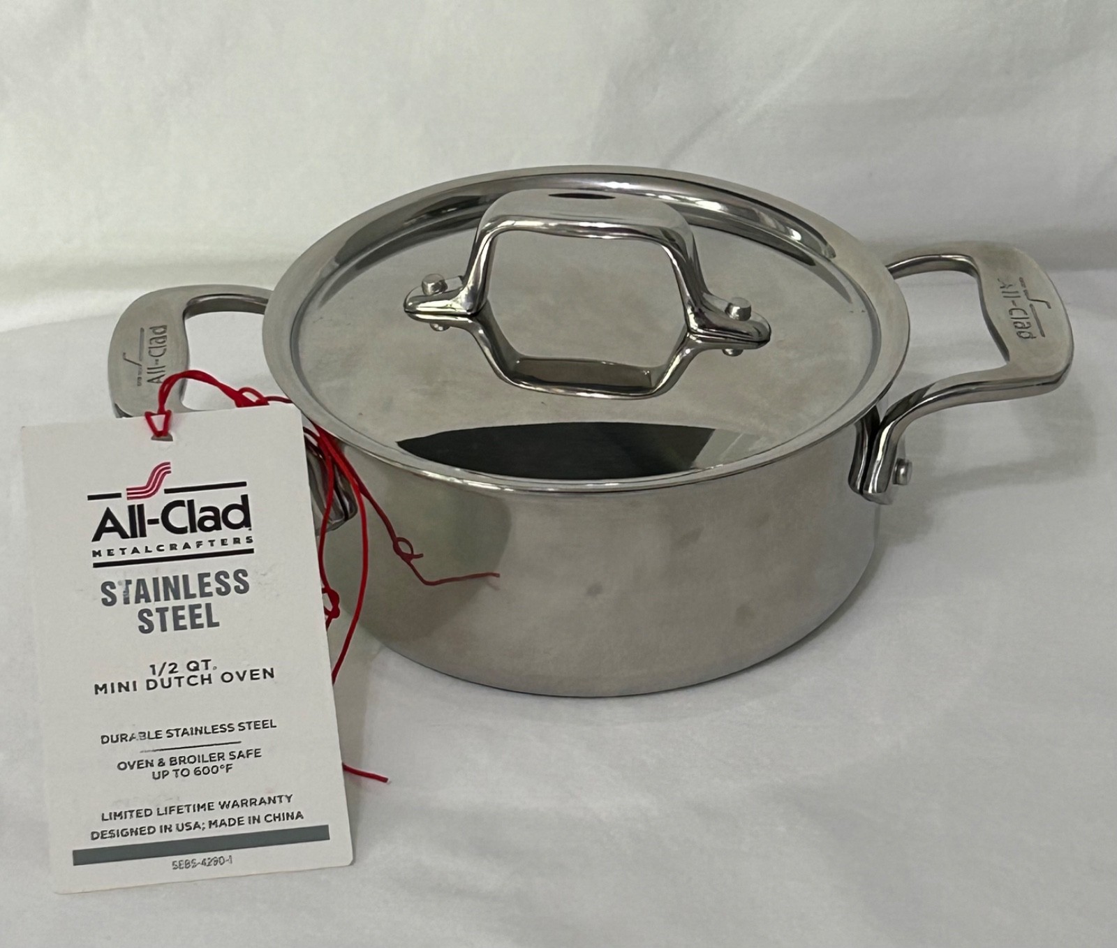 ALL-CLAD Stainless Steel .5 qt (1/2 qt) MINI Dutch Oven Cocotte Pot Lid 5″ NWT