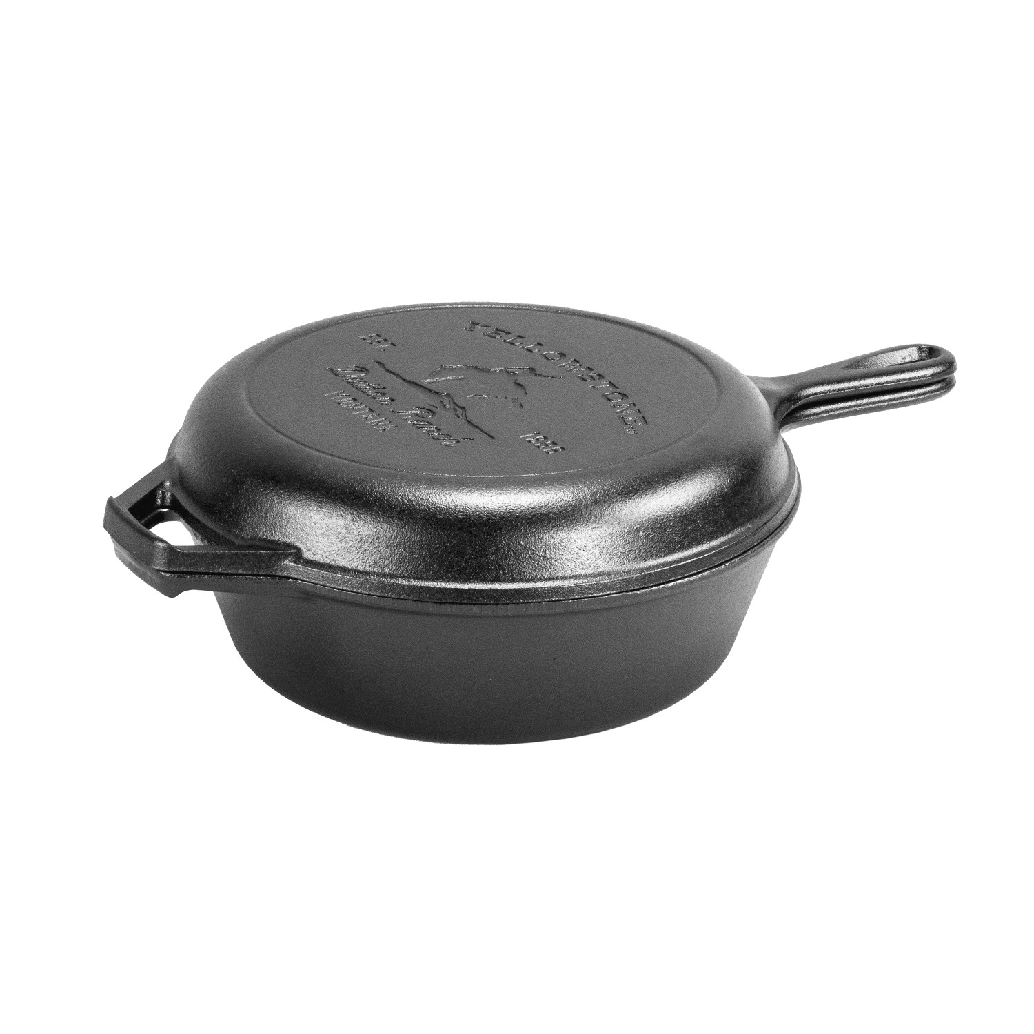 Lodge Yellowstone Cast Iron Combo Cooker, Deep 3.2Qt Skillet, Bucking Bronco Lid