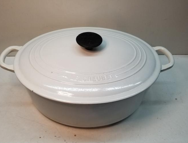 Le Creuset Oval Casserole Cocotte 31cm 6.3L White Enamel Cast Iron