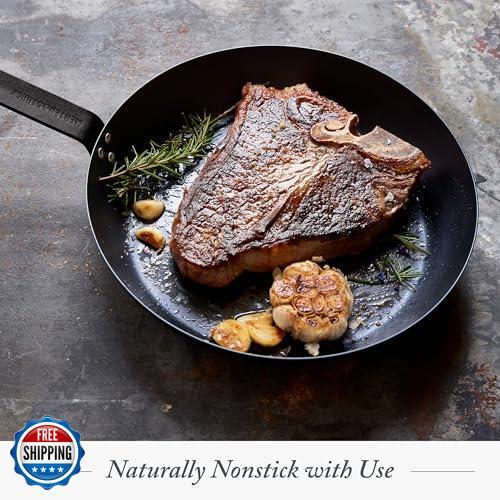 Merten and Storck Pre-Seasoned Carbon Steel 12″ Frying Pan Skillet, Fast Heat