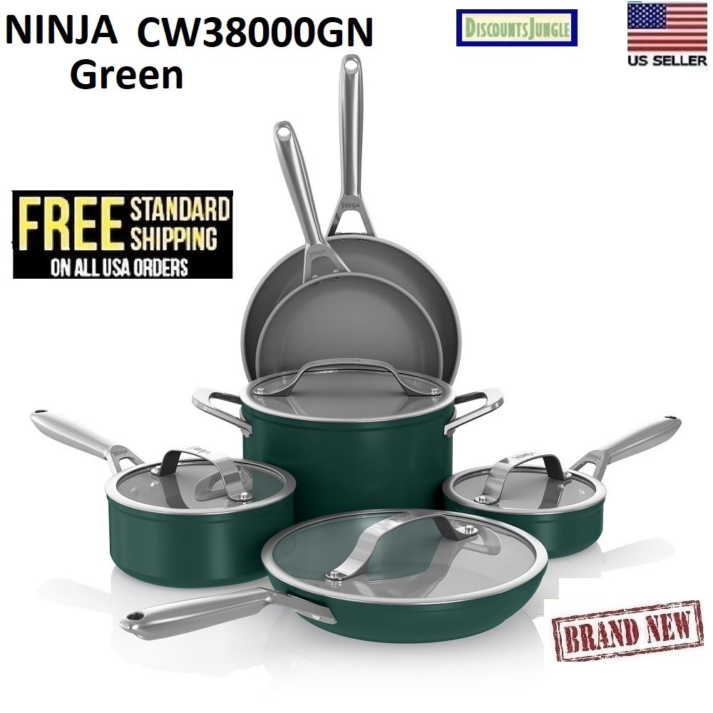 Ninja Ceramic Pro 10-Piece Cookware Set, Aluminum and Stainless Steel, Non-Stick