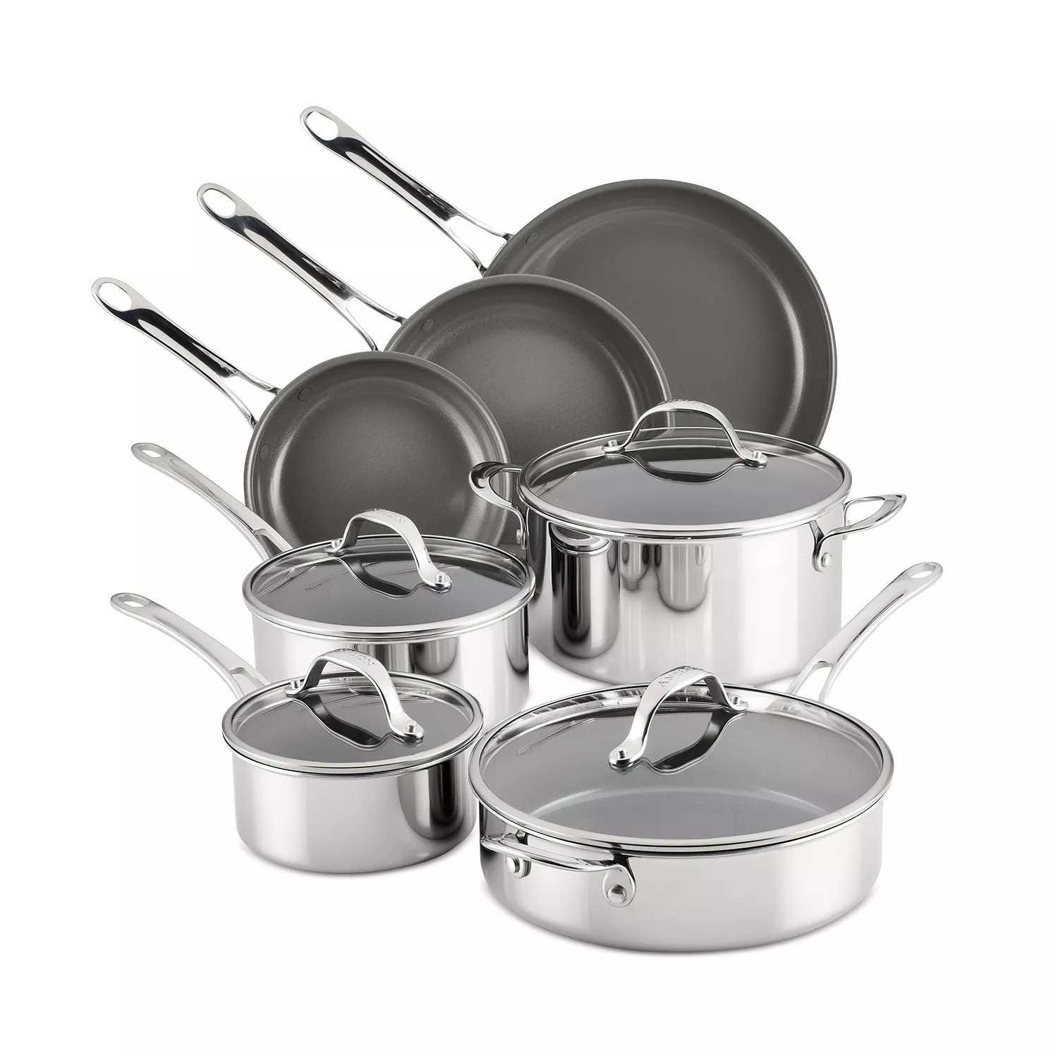 716$ Anolon EverLast Ceramic Nonstick Cookware 11 Piece Set Stainless Steel