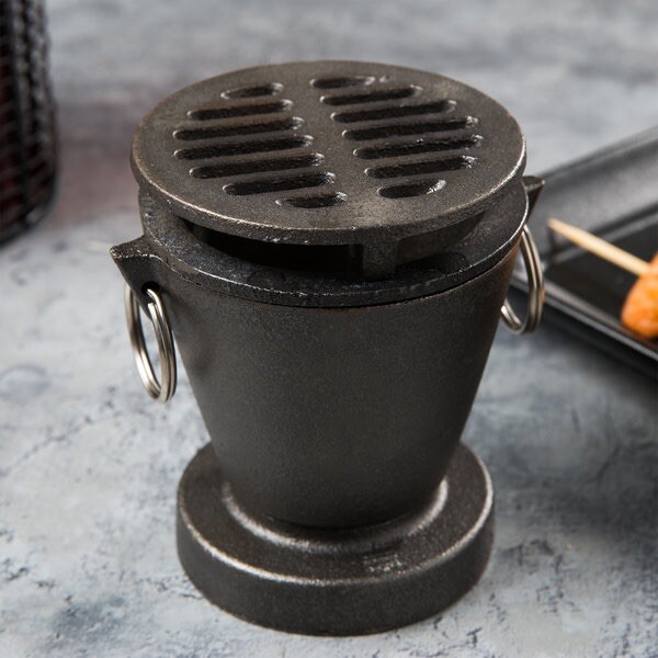 Town Food Service 51355 3.5 in. x 4.75 in. Cast Iron Hibachi – Black