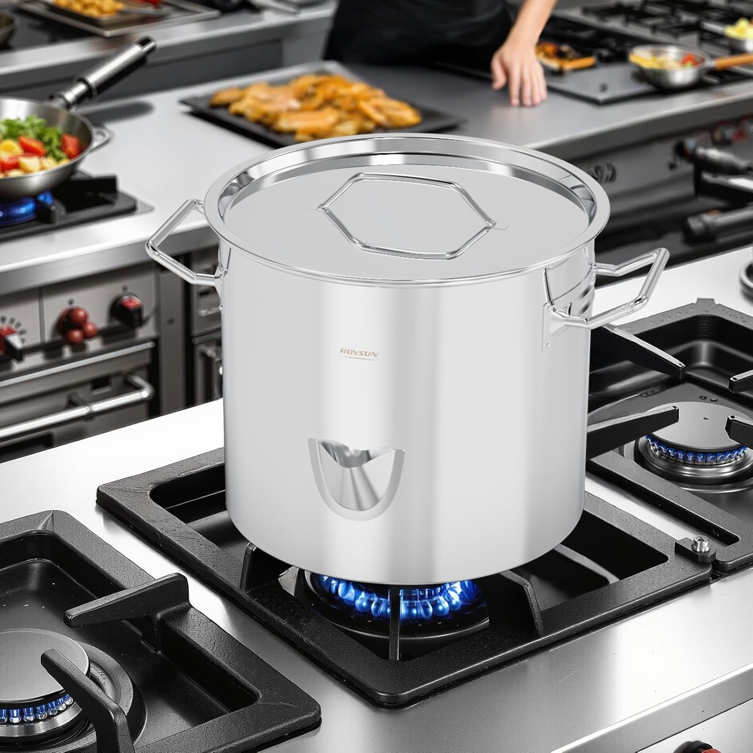 24QT Stainless Steel Tamale Steamer Pot, Steam Pots with Water Fill Spout Silver