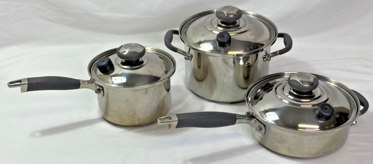 Kitchen Charm T304 Surgical Stainless 6 Piece Set-4 qt Dutch Oven /8″ Pan/2 QT.