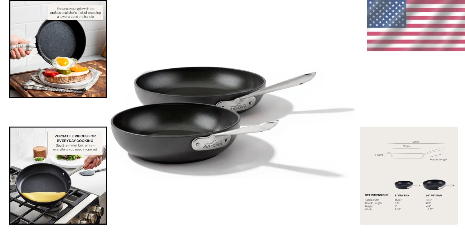 HA1 Nonstick Fry Pan Set – Induction, 8 Inch & 10 Inch – Elegant Black Design