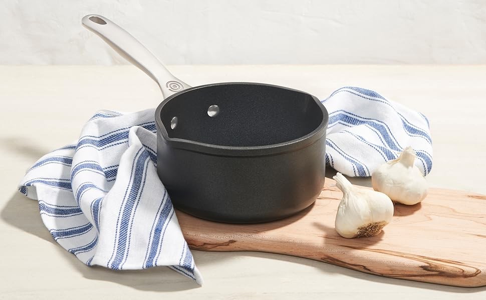 Toughened Nonstick Pro Open Saucepan with Double Pour Spouts, 1.7 qt.