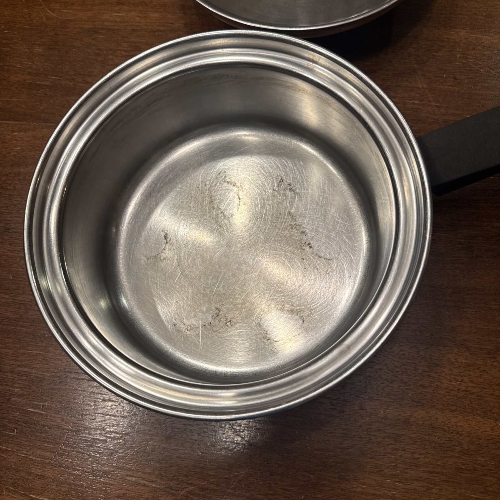 Vintage Seal O Matic Thermium Stainless Steel Pots USA 3 PC Set