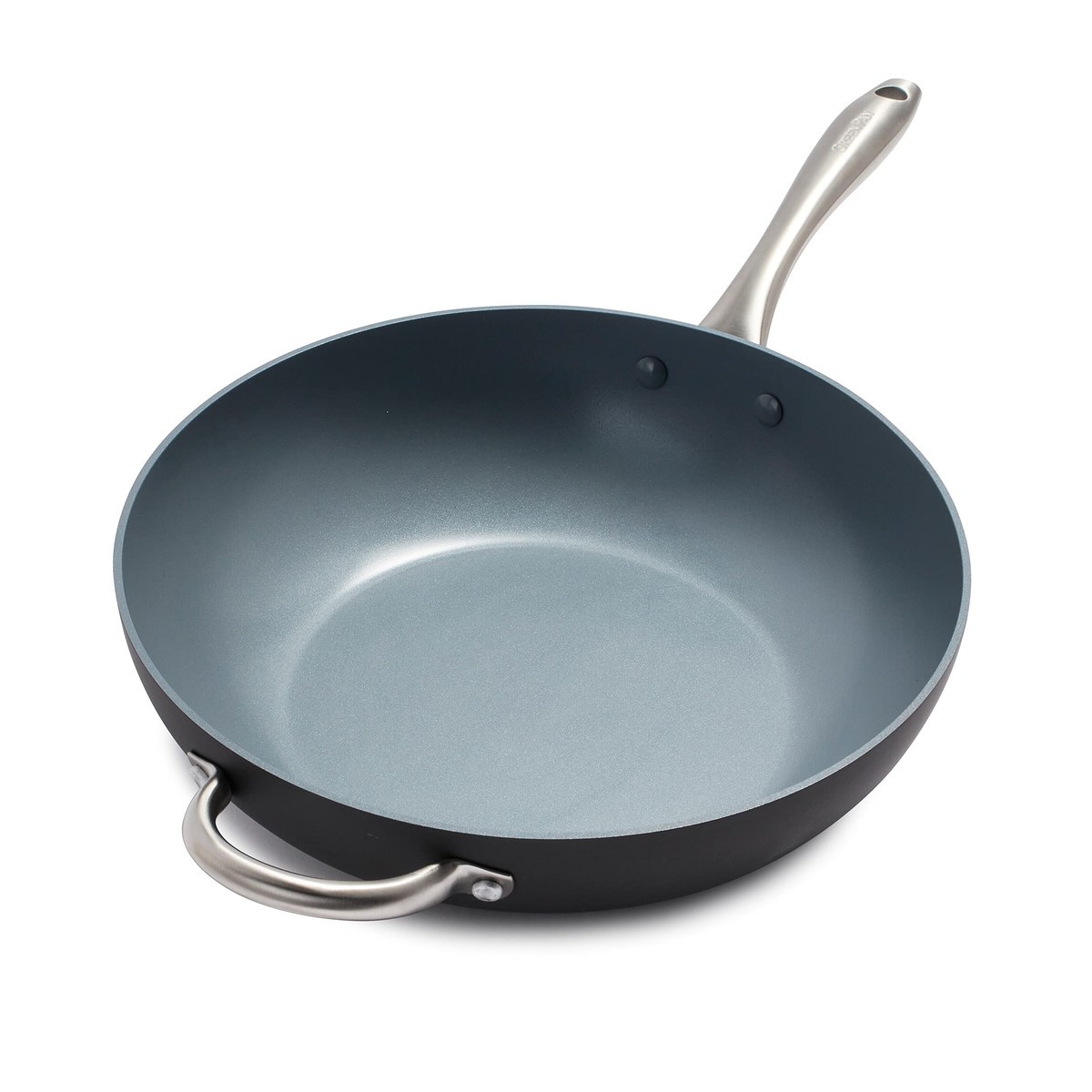 GreenPan Lima 12.5″ Wok with Helper Handle, Gray, PFAS-Free, Oven Safe