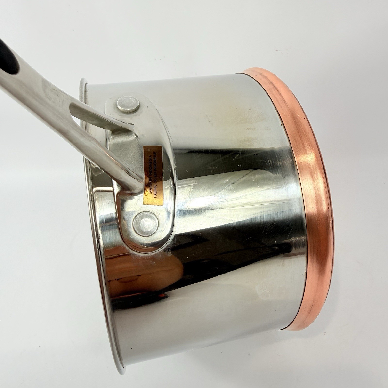 RK Real Kitchen Copper Bottom Large Stock Pot 7 x 4.5 Inches Stainless NO LID EX