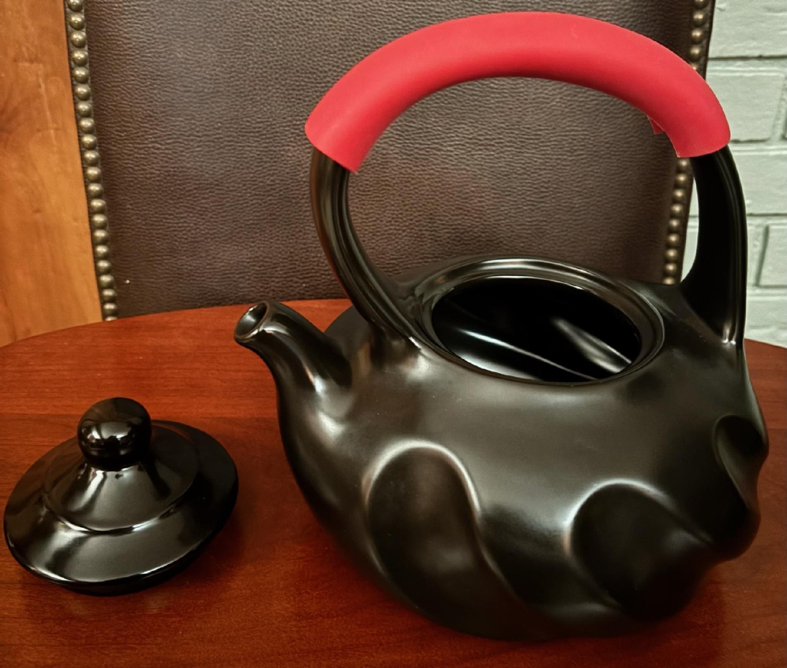 Rare Dr. Mercola Healthy Chef Black Ceramic Cookware Tea Pot with Lid