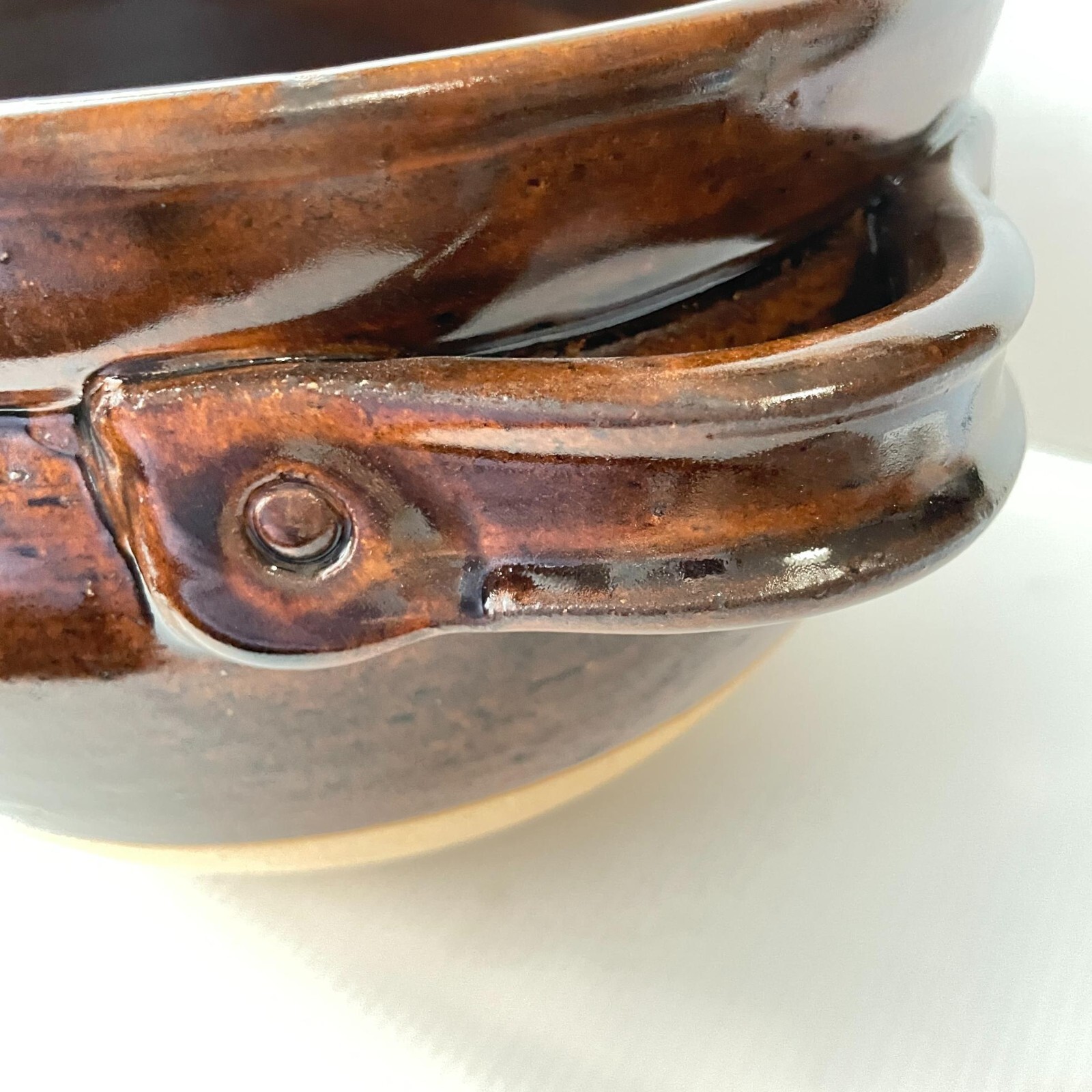 Japanese DONABE Clay Pot IGA ware AMEYU TOBI 3.2L Brown Glazed Stew Rice Pot
