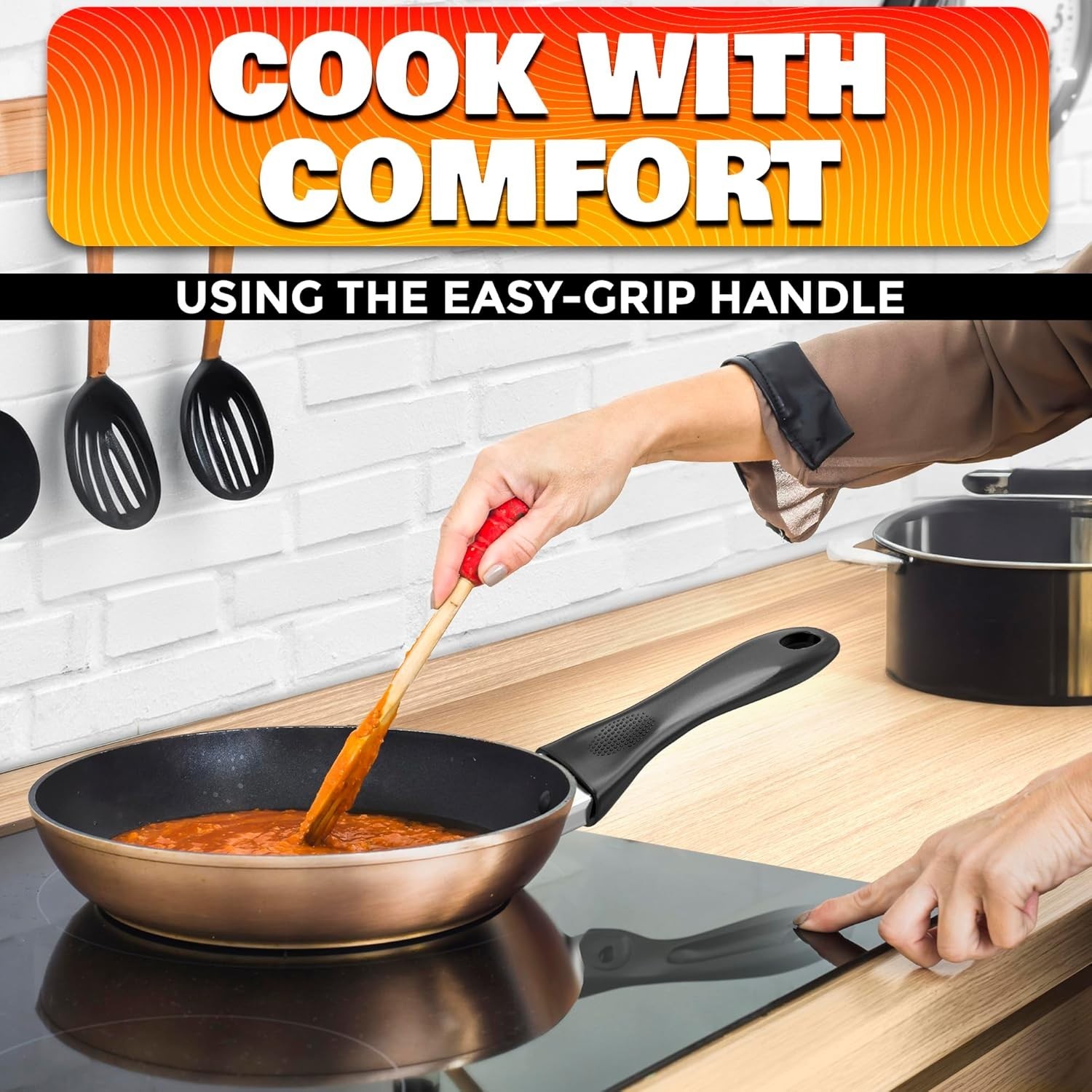 Ergonomic Black 6.1″ Pot Handle Replacement with Nonslip Grip for Kitchen Safety