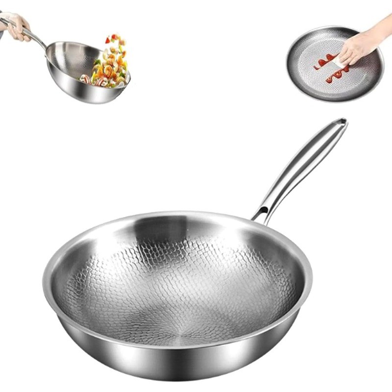 Titanium Hammered Pan Pro with Lid, Durable Scratch-Resistant Titanium Frying