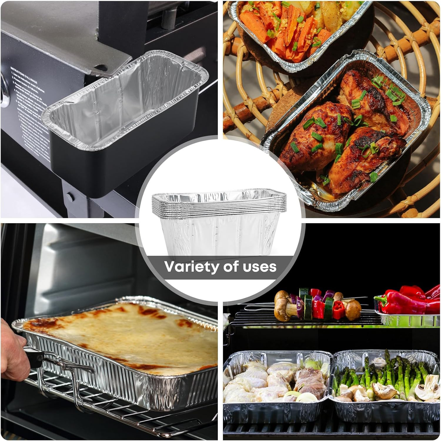 Grease Drip Pan with 10-Pack Disposable Foil Liners, Compatible with Earlier Ver
