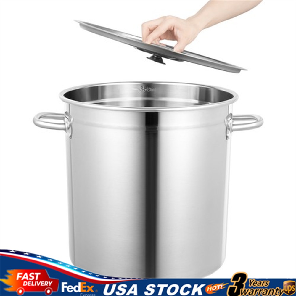 35L/9.25Gal Stock Pot Stainless Steel Large Kitchen Soup Big Cooking Restaurant