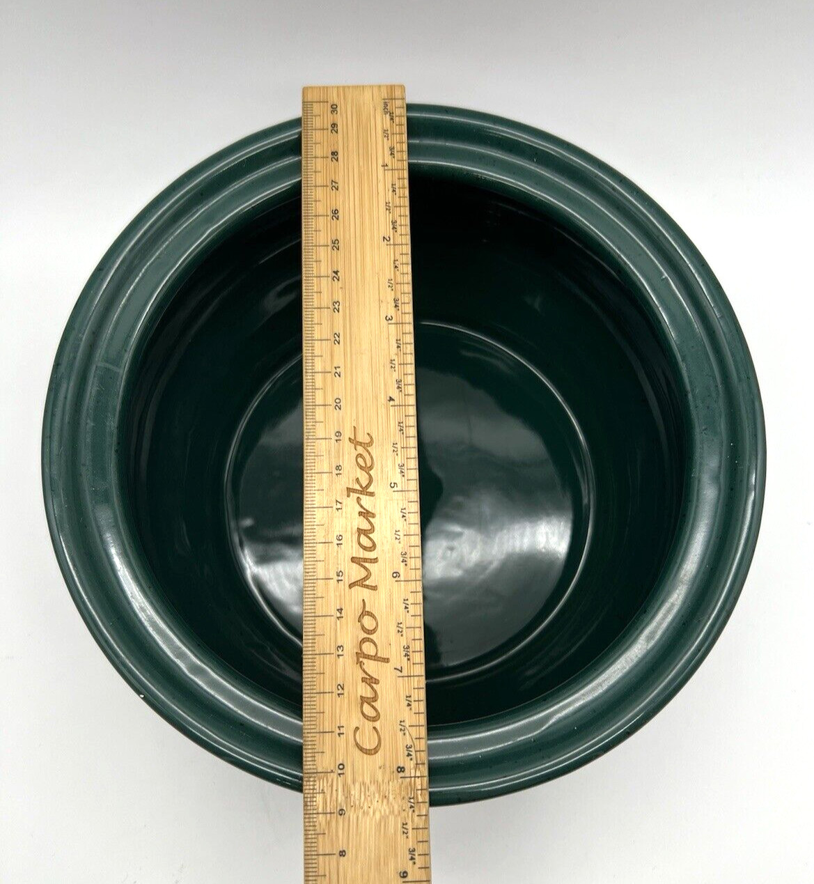 2 Qt Ceramic Dutch Oven Bean Pot w Metal Handled Stand – Burgundy Green 8.5″ Dia