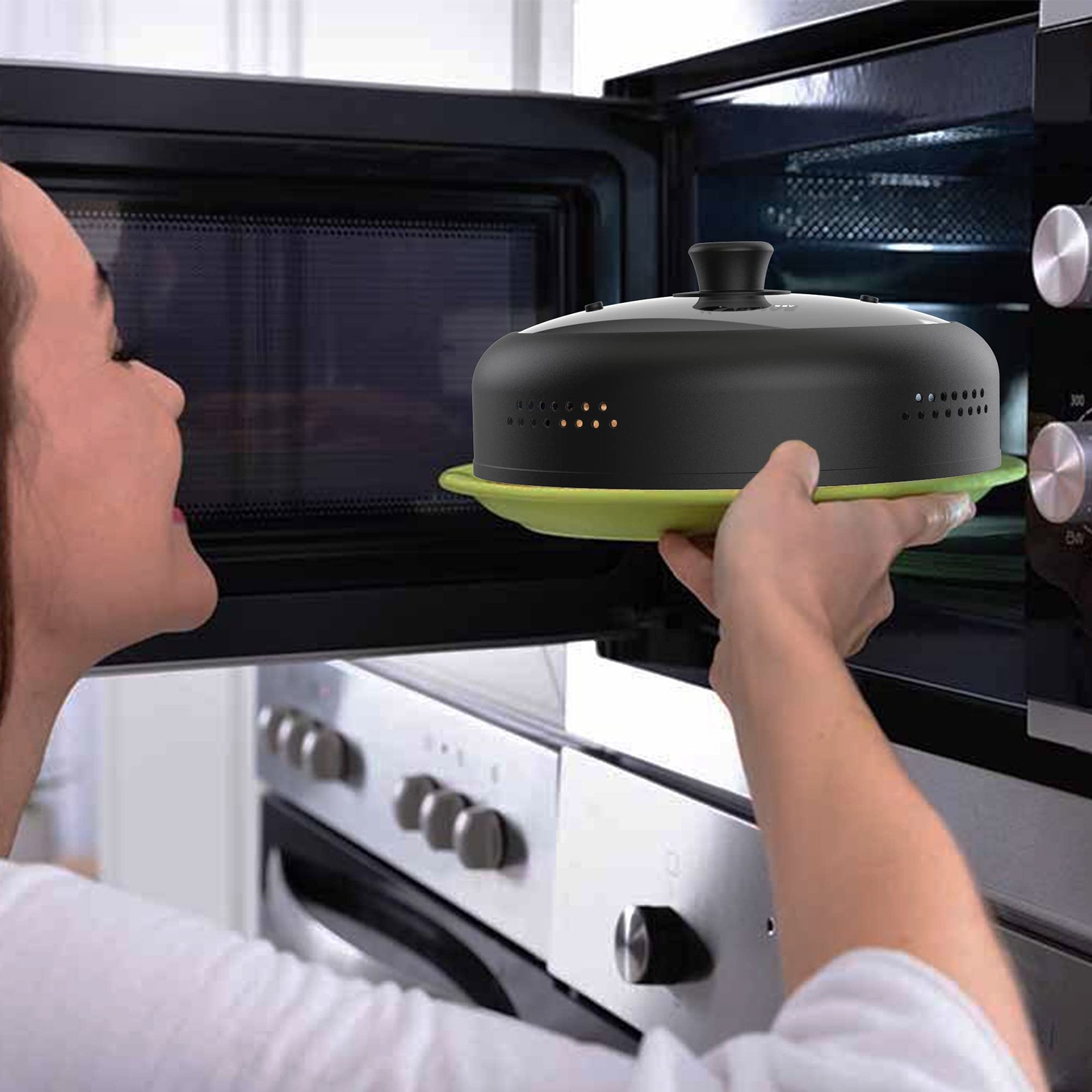 Microwave Cover for Food, Silicone and Glass Splatter Guard Lid for 6–7–8–9-1…
