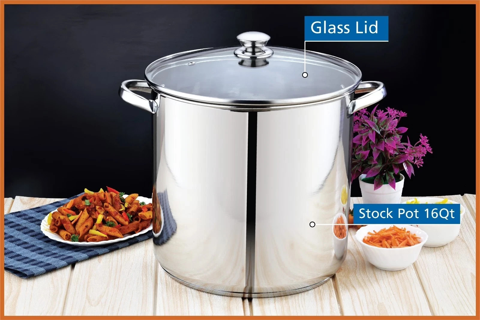 Mainstays Stainless Steel 16-Quart Stock Pot with Glass Lid – free shipping