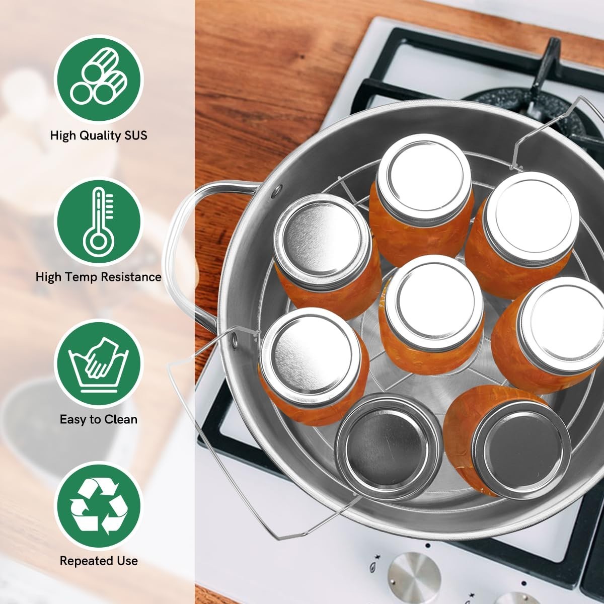 21.5 QT Stainless Steel Canning Pot with Rack & Lid, Starter Kit & 6 Tools Set