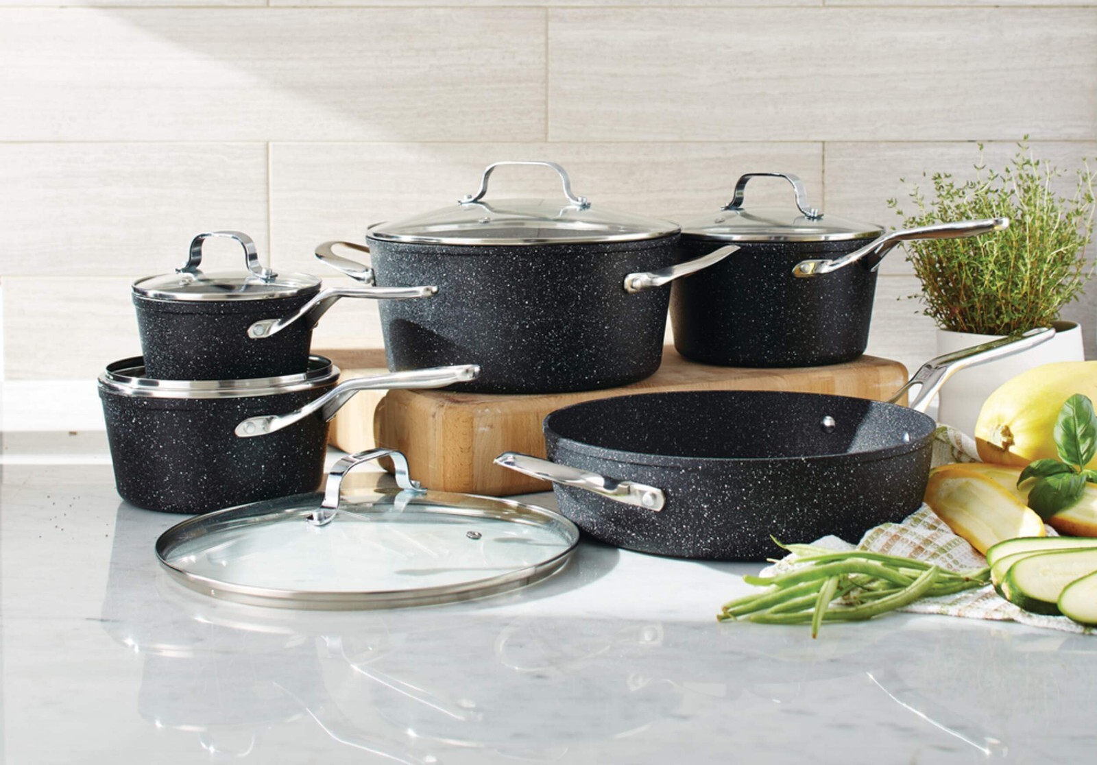 Heritage The Rock Forged Non-Stick Cookware Set, Black, 10pc