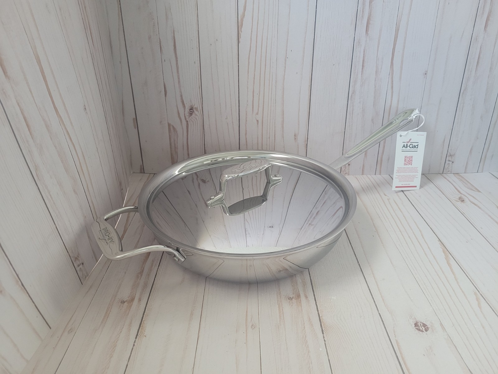 New All Clad D5 3 qt Polished 5-ply Stainless Steel Essential Pan with Lid & Tag
