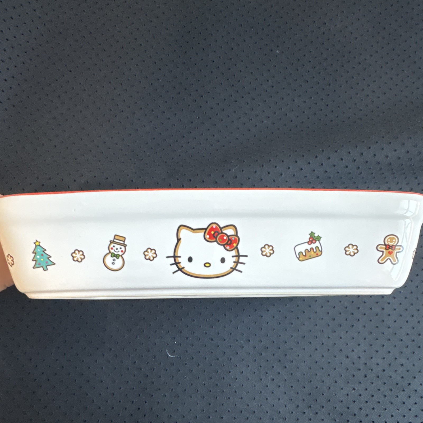 Hello Kitty Christmas Ceramic Rectangular Casserole Dish, White/Red Handles