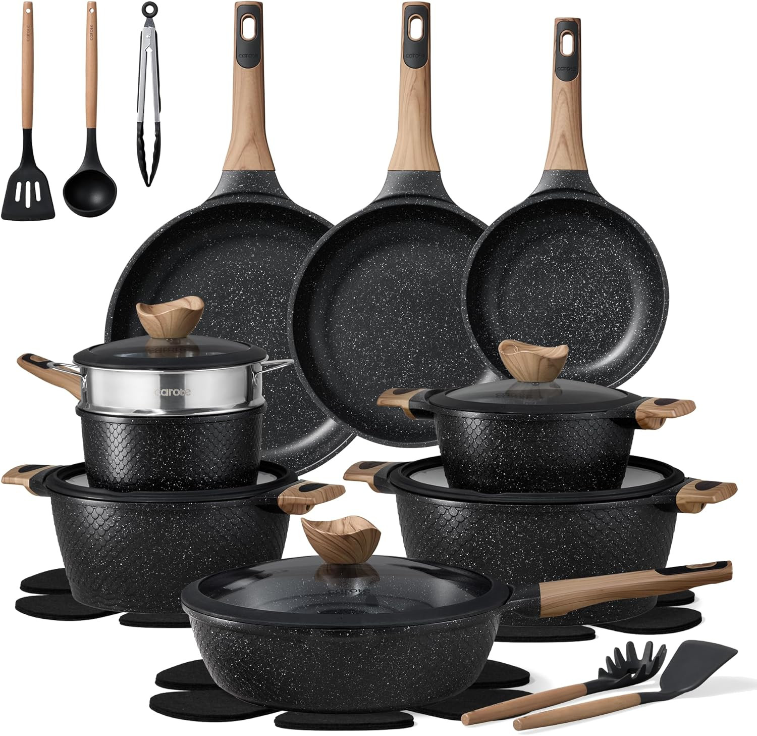 CAROTE 26PCS Pots and Pans Set Non Stick, Cookware Set Pots and Pans Induction C