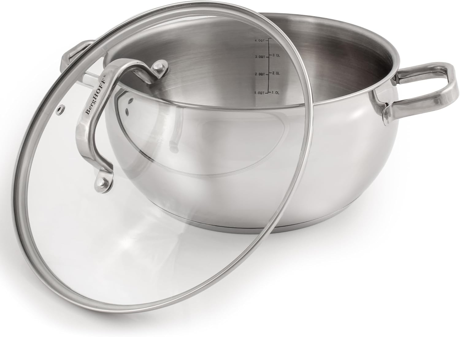 Belly Shape 18/10 Stainless Steel 9.5 inches Stockpot 5.5qt. Glass Lid