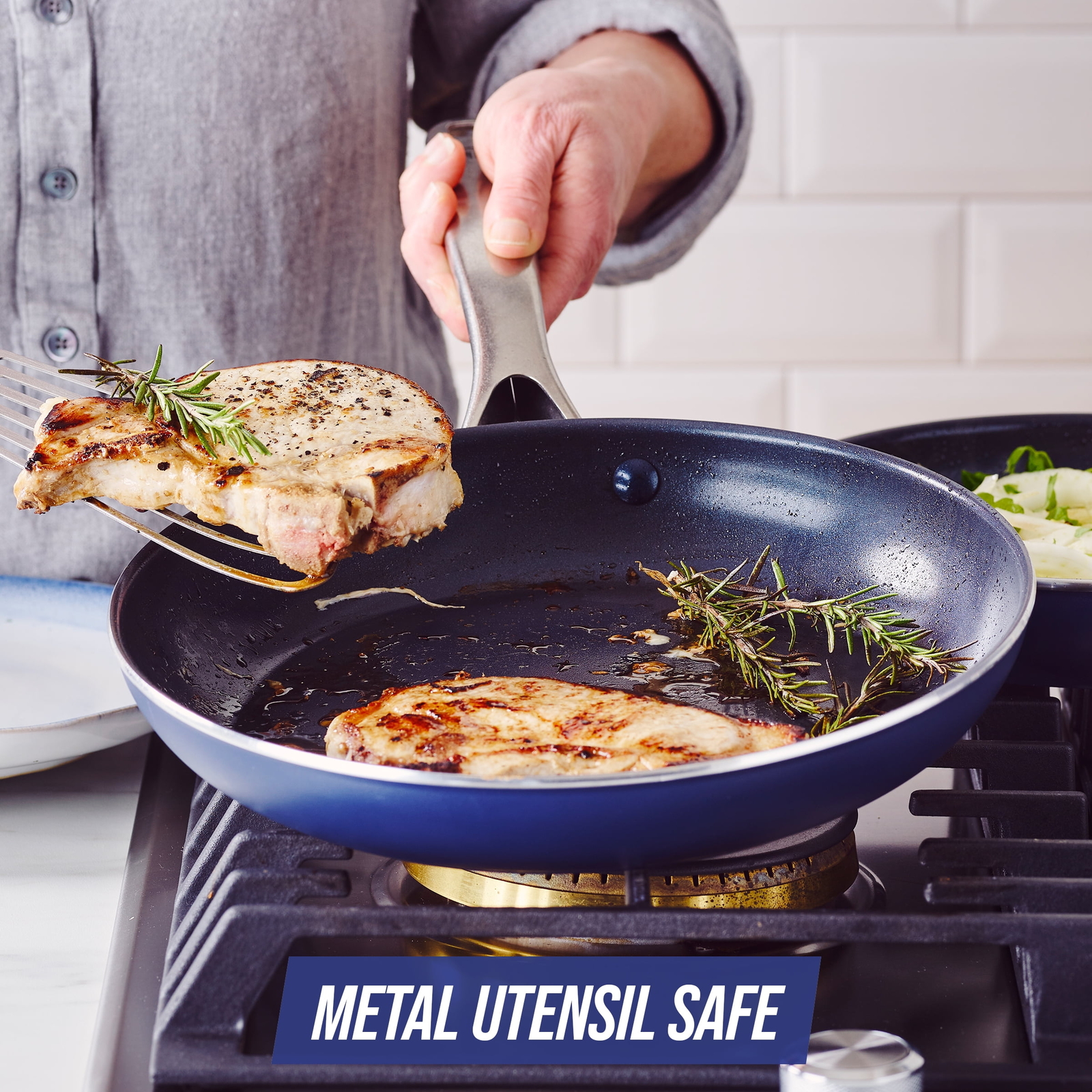 Blue Diamond Toxin Free Ceramic Nonstick Metal Utensil Open Frypan/Skillet, 12″