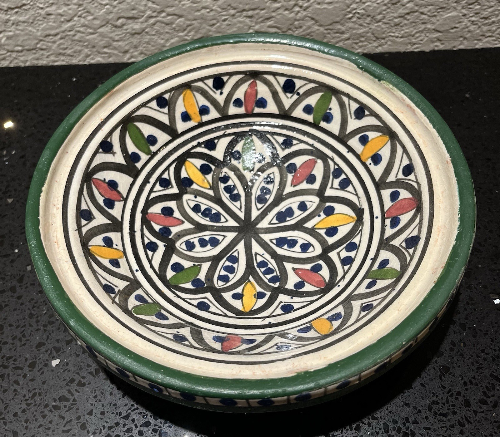 Vintage Hand Made Hand Painted 8” Moroccan Ceramic Tagine Tajine With Lid