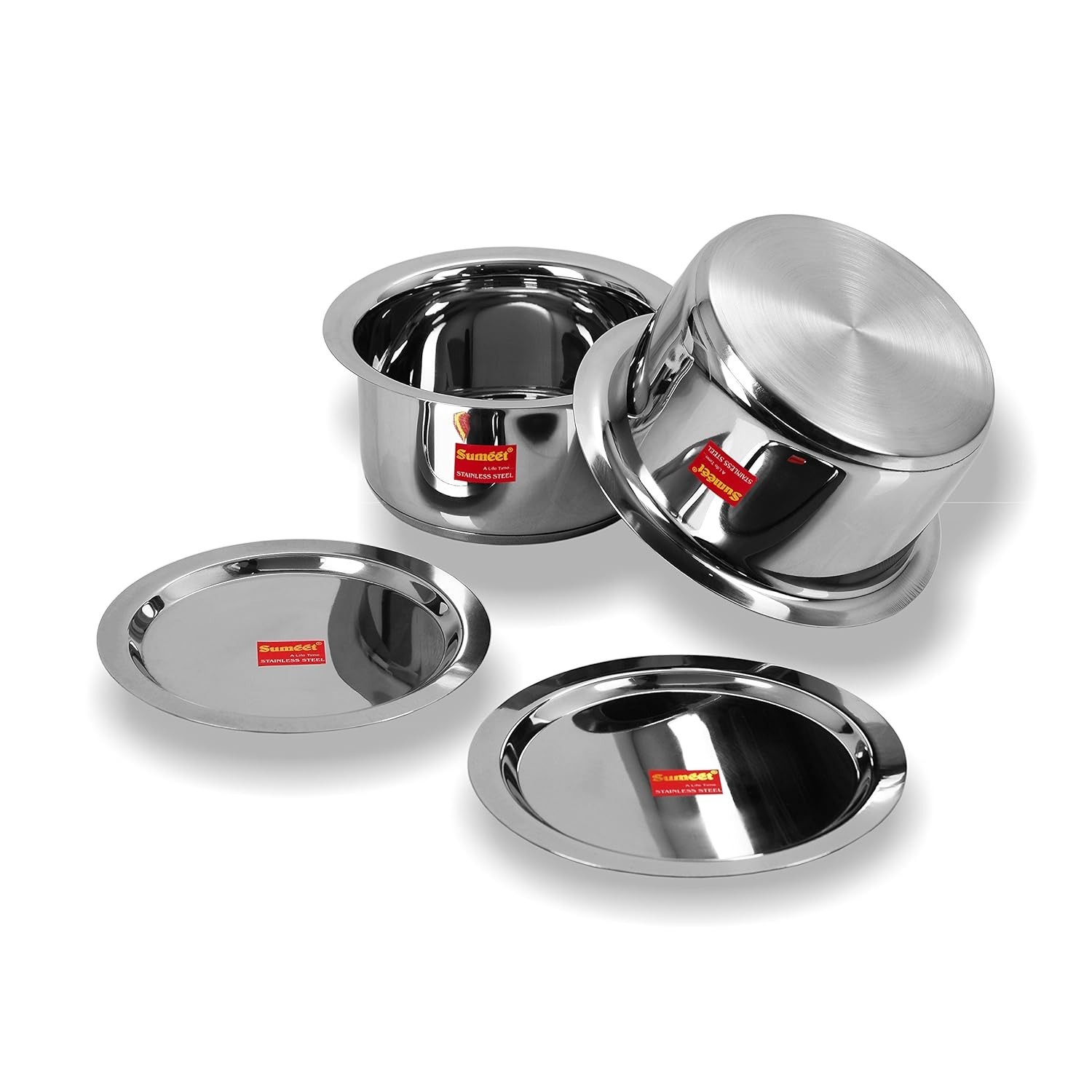 Sumeet Stainless Steel Cookware Set with Lid Dish with Lid Utensils Set Of 2