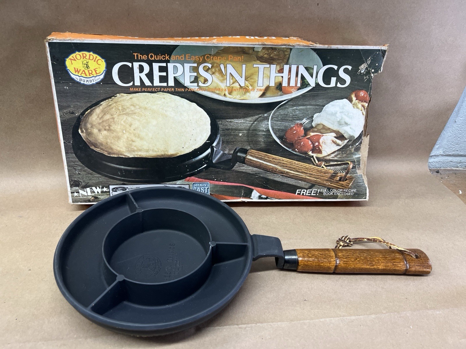 Vintage Nordic Ware Crepes ‘N Things Cast Aluminum Crepe Pan Wood Handle USA