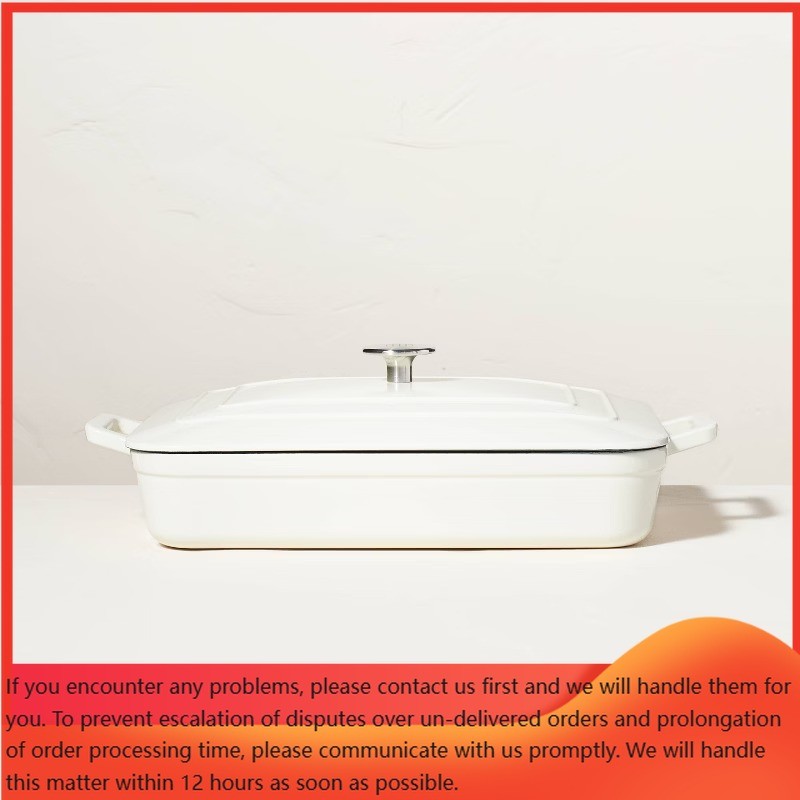 Enamel Coated Casserole/Bakeware Dish with Lid Cream –