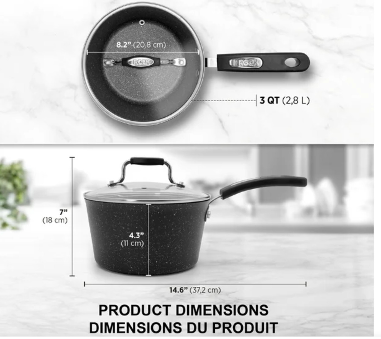 Starfrit The Rock Pot Set With Lids 2 Pieces- Non stick
