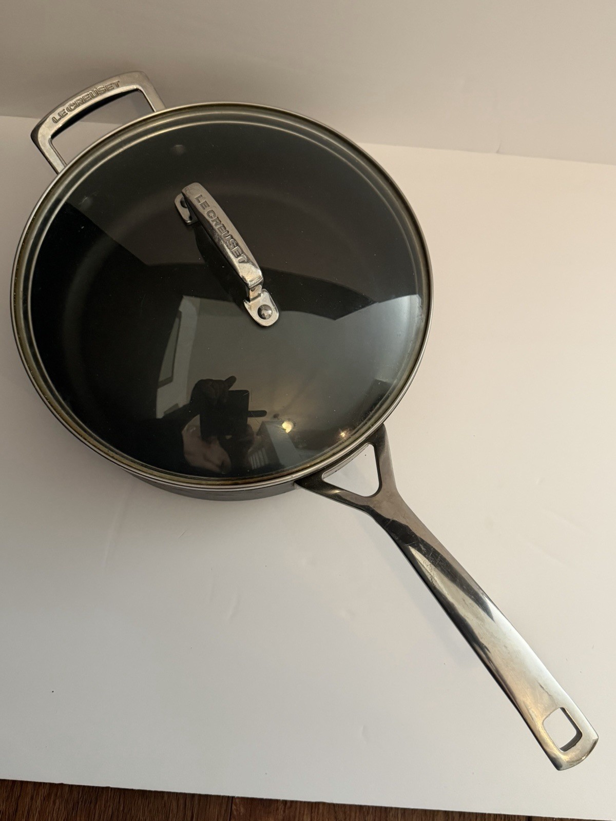 Le Creuset Nonstick Deep Saute Pan with Glass Lid, 4.25 Qt. 10”