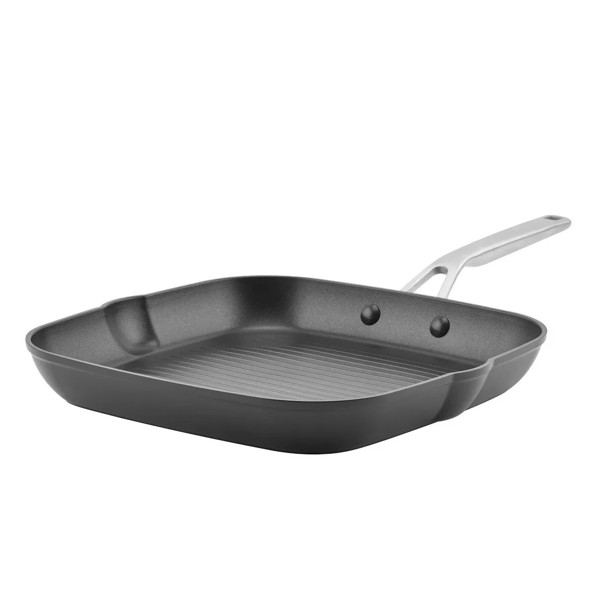 KitchenAid 11.25 inch Hard Anodized Square Grill Pan, Onyx Black