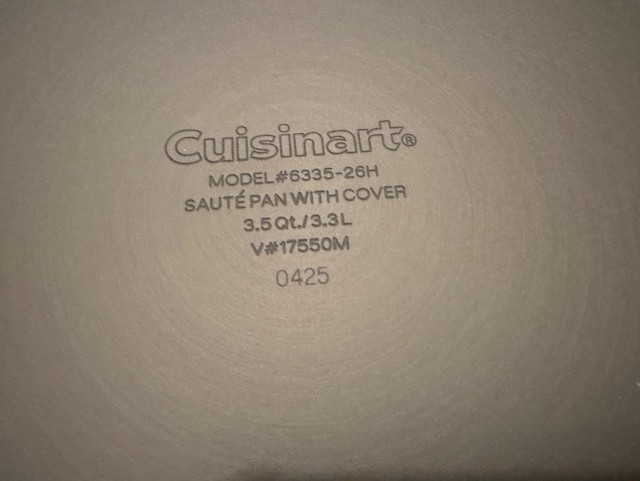 NEW CUISINART 500* F HARD ANODIZED NON STICK 3.5 QT COVERED SAUTE PAN