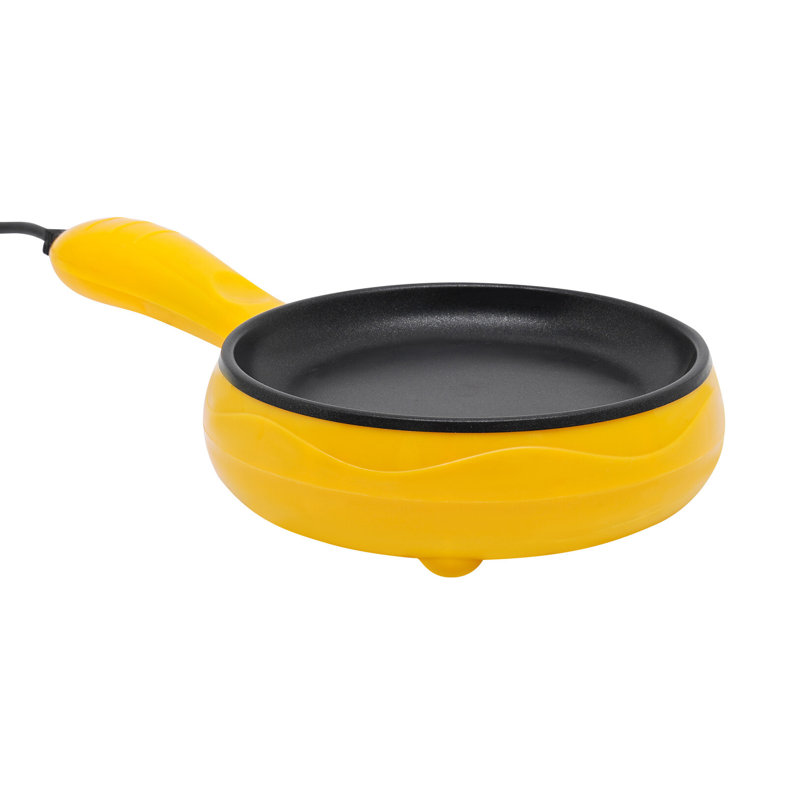 110V Stainless Steel Non-Stick Electric Skillet Yellow Mini Round Frying Pan