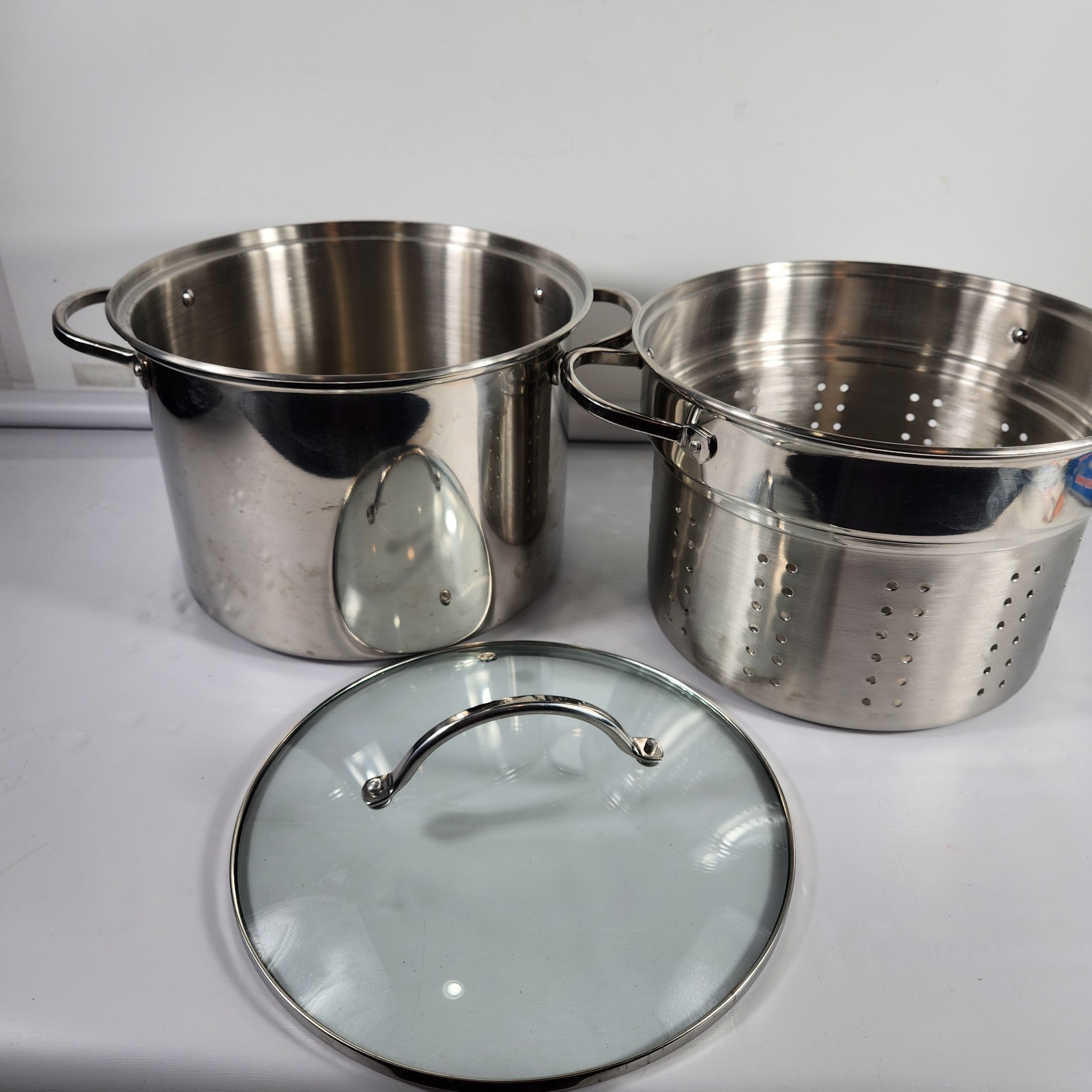 Vtg RSVP International Stainless Steel 8 qt Stockpot Strainer Insert Vented Lid