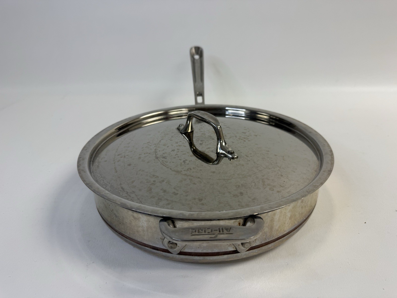 All-Clad Copper Core 11” Saute Pan w/ Lid SS Chef Pan 3 Qt Helper Handle USA