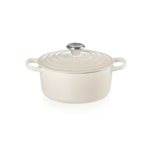 Le Creuset Signature Cocotte Ronde 18cm Merengue Cast Enamel Pot Silver Knob New