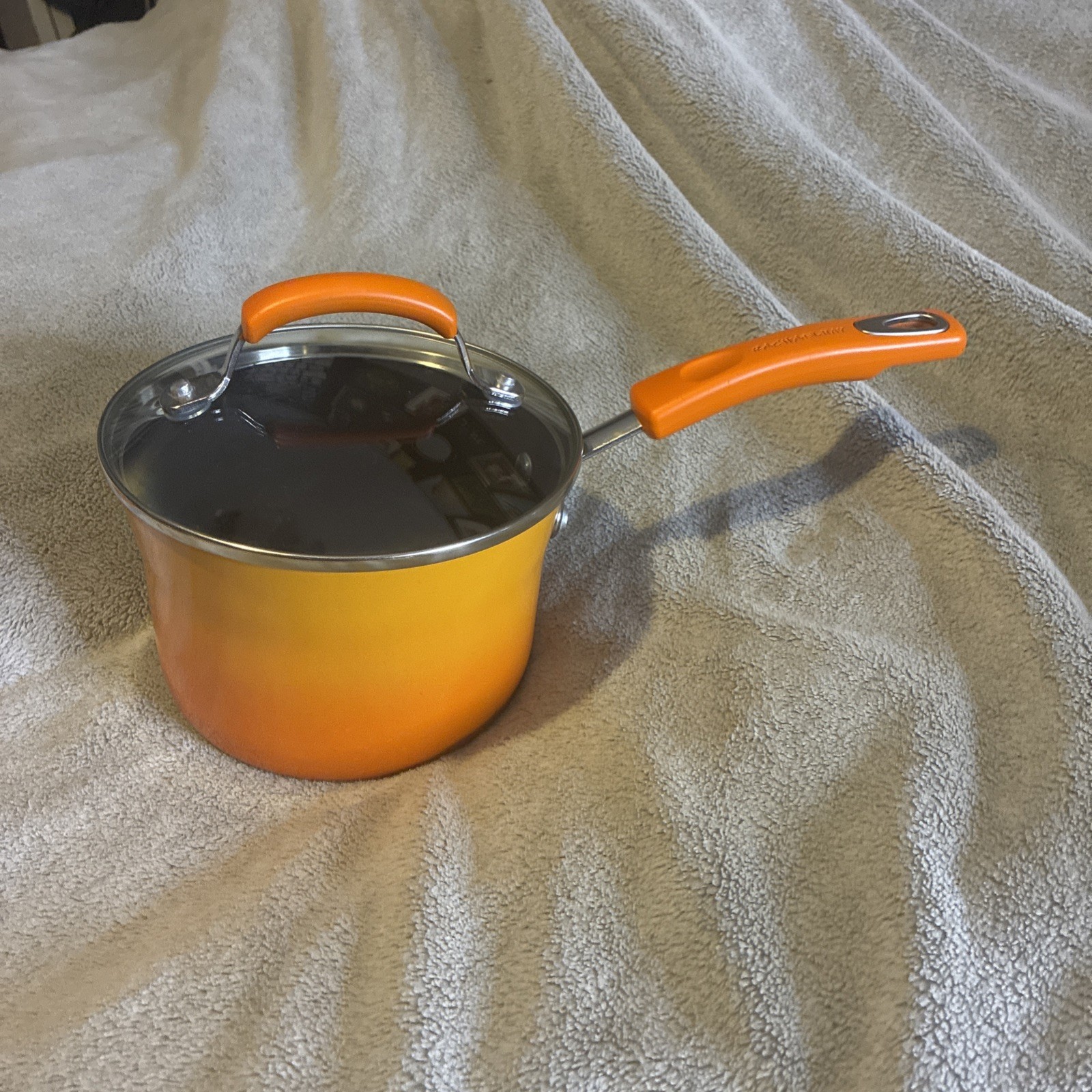 Rachael Ray 2 QT Covered Saucepan Orange Gradient Nonstick Kitchen Cookware