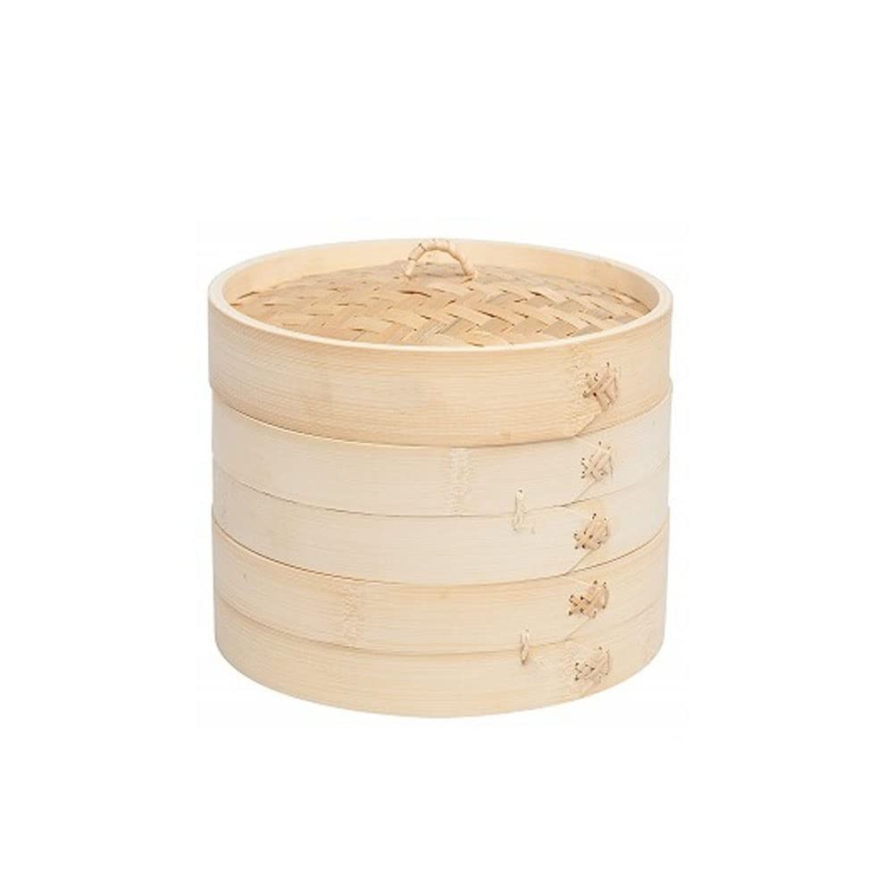 Handmade 4 inch Bamboo Steamer Basket with Lid – 2 Tier Multi-use Traditional…