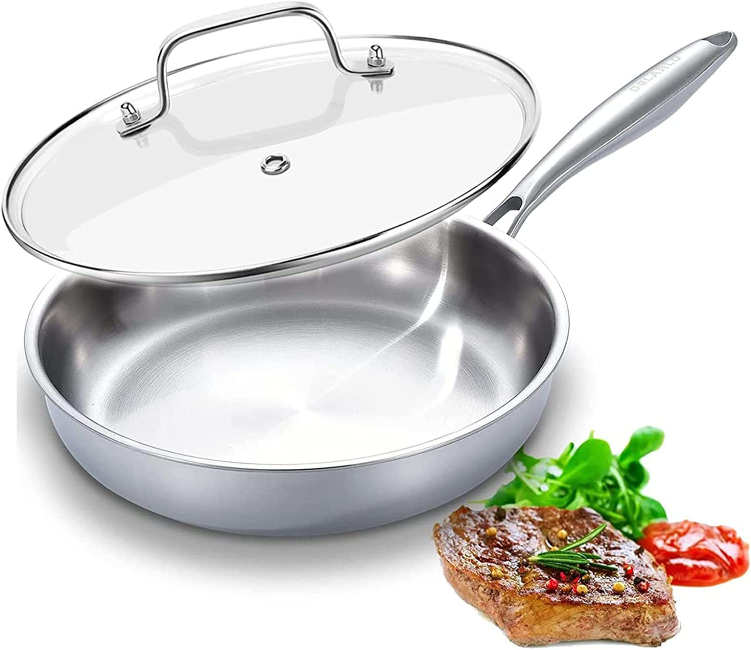 Tri-Ply Stainless Steel Pan, 18/10 Frying Pan, Oven Safe up to 600°F, Nontoxic C