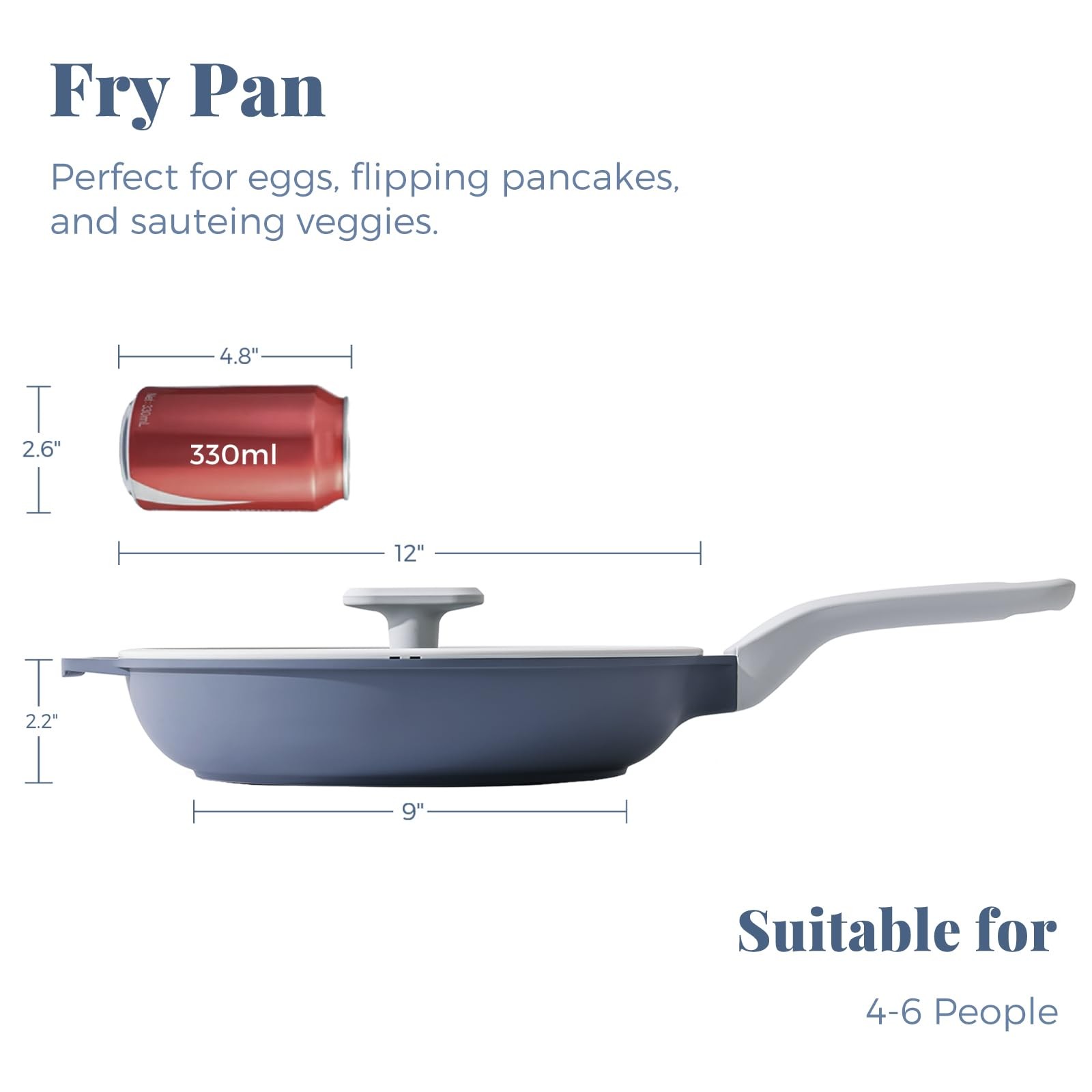 Nonstick Ceramic Frying Pan with Lid, 8/10/12 Inch, Metal Utensil Safe, PFOA …