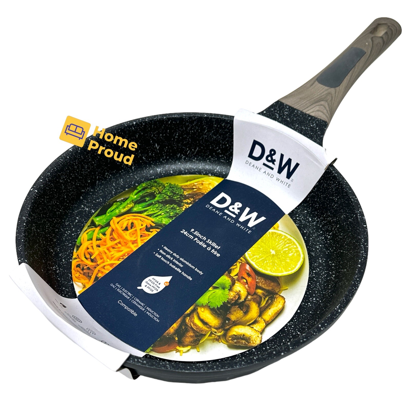 Skillet Frying Pan Nonstick 9.5 Inch Deane & White Heavy Duty Kitchen Cookware
