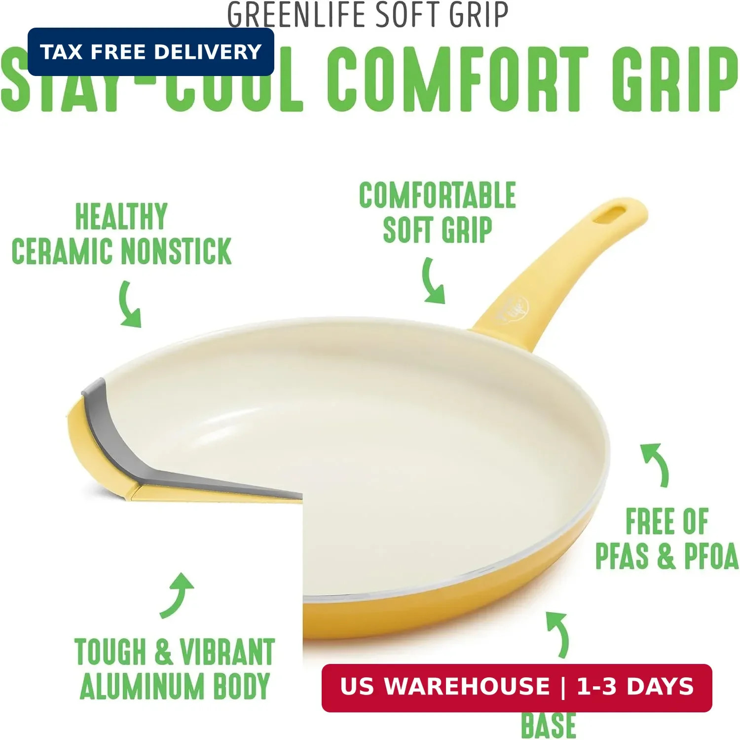 GreenLife Soft Grip Healthy Ceramic Nonstick 18 Piece Kitchen Cookware Pots and