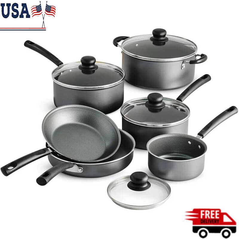 10 Piece Non-stick Cookware Set Kitchen Dining Cooking Pots and Pans with Lid US
