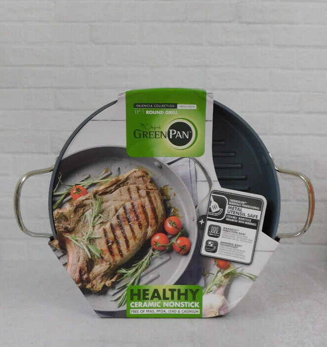GreenPan Valencia Pro Ceramic PFAS-Free Nonstick Induction Grillpan, 11-Inch NEW
